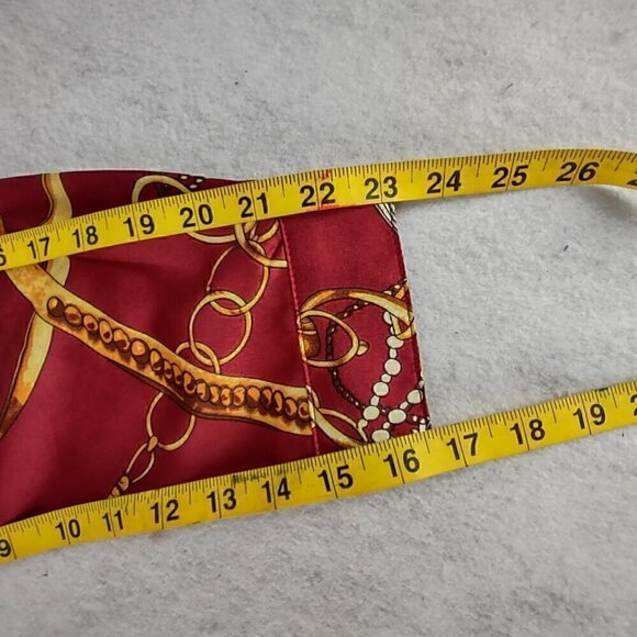 Boohoo Women's Red And Yellow Ring, Tassel Button Down Collared Blouse Size 12 - Picture 10 of 12